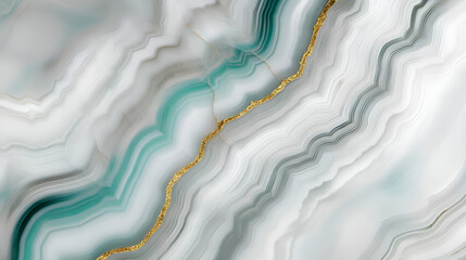 Abstract marble background white gray and turquoise agate texture with thin gold veins