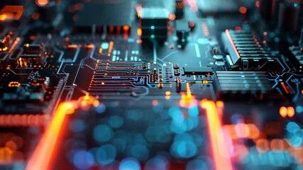 Fototapete - Digital technology AI learning, cyber development, data background, futuristic design