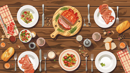 Wall Mural - food topview vector