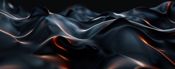 Wall Mural - Abstract Dark and Shiny Surface with Soft Waves