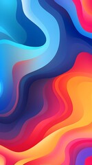 Wall Mural - Digital colorful rainbow wavy curve abstract graphic poster background