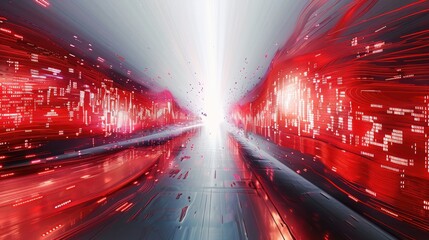Poster - Digital and technology background in red and black colors. Generative AI.