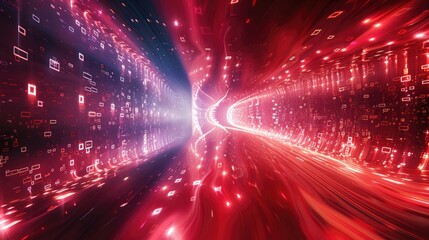 Poster - Digital and technology background in red and black colors. Generative AI.