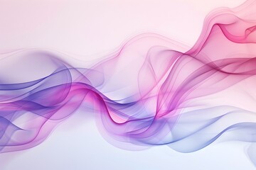 Poster - 3D rendering of pink and purple abstract wavy ribbons on a white background. Minimalistic, simple and elegant with light blue and purple colors, soft lighting, beautiful and delicate details, volumetr