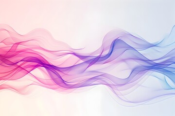 Poster - 3D rendering of pink and purple abstract wavy ribbons on a white background. Minimalistic, simple and elegant with light blue and purple colors, soft lighting, beautiful and delicate details, volumetr
