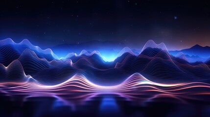 Sticker - Fluorescent waves with a tech background