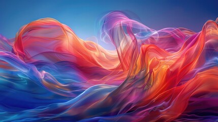 Wall Mural - Colorful curved waves creating a dynamic flow