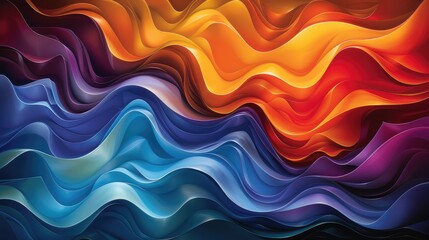 Sticker - Colorful curved waves creating a dynamic flow