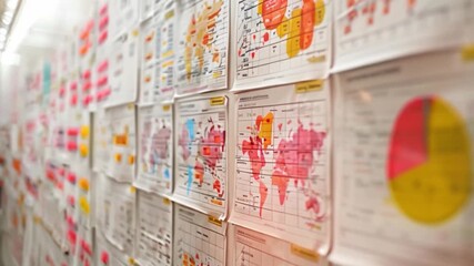 Poster - Close-up of a whiteboard covered in charts and maps, likely used for a study session.