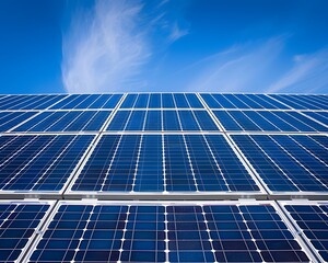 solar panels under a blue sky with clouds, symbolizing clean energy and environmentally friendly technology