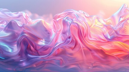 Wall Mural - Iridescent flowing waves with dynamic movement