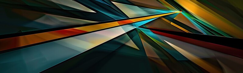 Wall Mural - Abstract Geometric Background with Colorful Glowing Lines and Shapes on Black