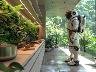 Canvas Print - A Futuristic Kitchen Design with a Robot