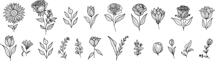 Wall Mural - Set of flower