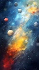 digital planets nebula starry sky abstract graphic poster background