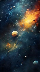 digital planets nebula starry sky abstract graphic poster background