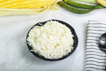 Wall Mural - Steamed basmati rice in the bowl