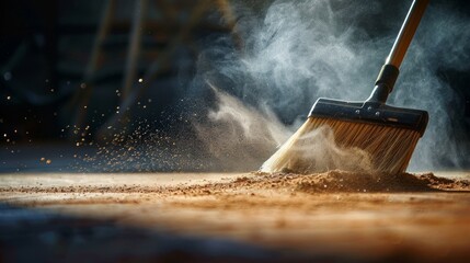 broom sweeping up dust