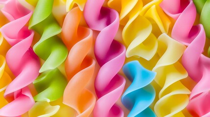 Poster - A colorful swirl of candy is shown in a rainbow of colors. The candy is made of a soft, chewy material that is shaped into spirals. The candy is arranged in a way that creates a sense of movement
