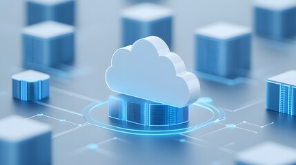 Poster - Cloud computing concept with digital network connections. Illustration of cloud storage and technology infrastructure.