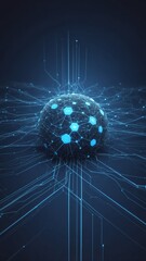 Poster - blue artificial intelligence network connections techn technology abstract background with copy space