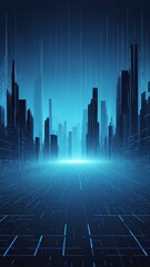 Poster - blue virtual reality matrix landscape technology abstract background with copy space