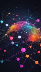 Poster - colorful artificial intelligence network connections t technology abstract background with copy space