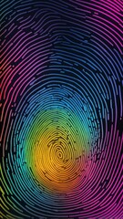 Aufkleber - colorful digital fingerprint scan pattern technology abstract background with copy space