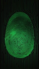 Aufkleber - green digital fingerprint scan pattern technology abstract background with copy space