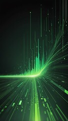 Wall Mural - green digital data stream technology abstract background with copy space