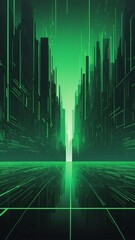 Aufkleber - green virtual reality matrix landscape technology abstract background with copy space