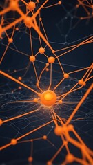 Poster - orange artificial intelligence network connections tec technology abstract background with copy space