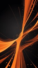 Poster - orange digital data stream technology abstract background with copy space