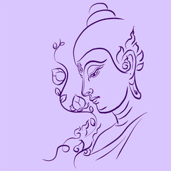 Wall Mural - illustration of Buddha face vector for card decoration illustration