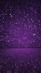 Poster - purple binary code pattern technology abstract background with copy space