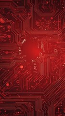 Poster - red circuit board design technology abstract background with copy space