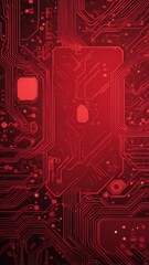 Poster - red circuit board design technology abstract background with copy space