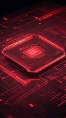 Poster - red holographic ai interface concept technology abstract background with copy space
