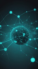 Poster - teal artificial intelligence network connections techn technology abstract background with copy space