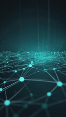Poster - teal artificial intelligence network connections techn technology abstract background with copy space