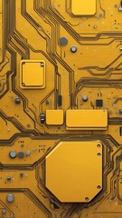 Poster - yellow circuit board design technology abstract background with copy space