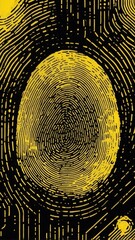 Aufkleber - yellow digital fingerprint scan pattern technology abstract background with copy space