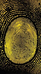 Aufkleber - yellow digital fingerprint scan pattern technology abstract background with copy space