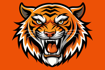 Sticker - roaring tiger head vector illustration and graphic