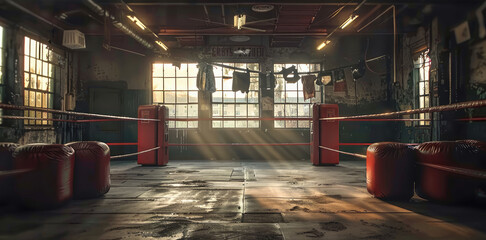Aufkleber - Boxing camp. stage. Generative AI.