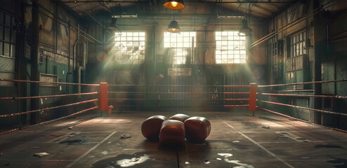 Aufkleber - Boxing camp. stage. Generative AI.