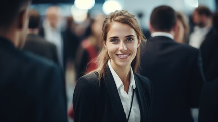 Wall Mural - A businesswoman networking at a business conference 