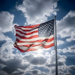 Wall Mural - American Flag Waving in the Sky