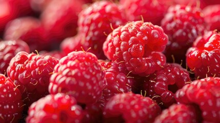 Wall Mural - Close up of ripe raspberries