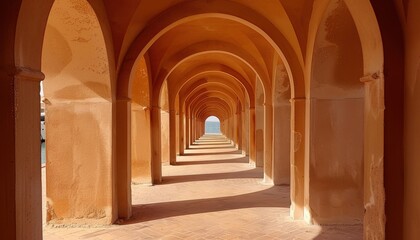  Arched Passageway Leading to the Sea on a Sunny Day